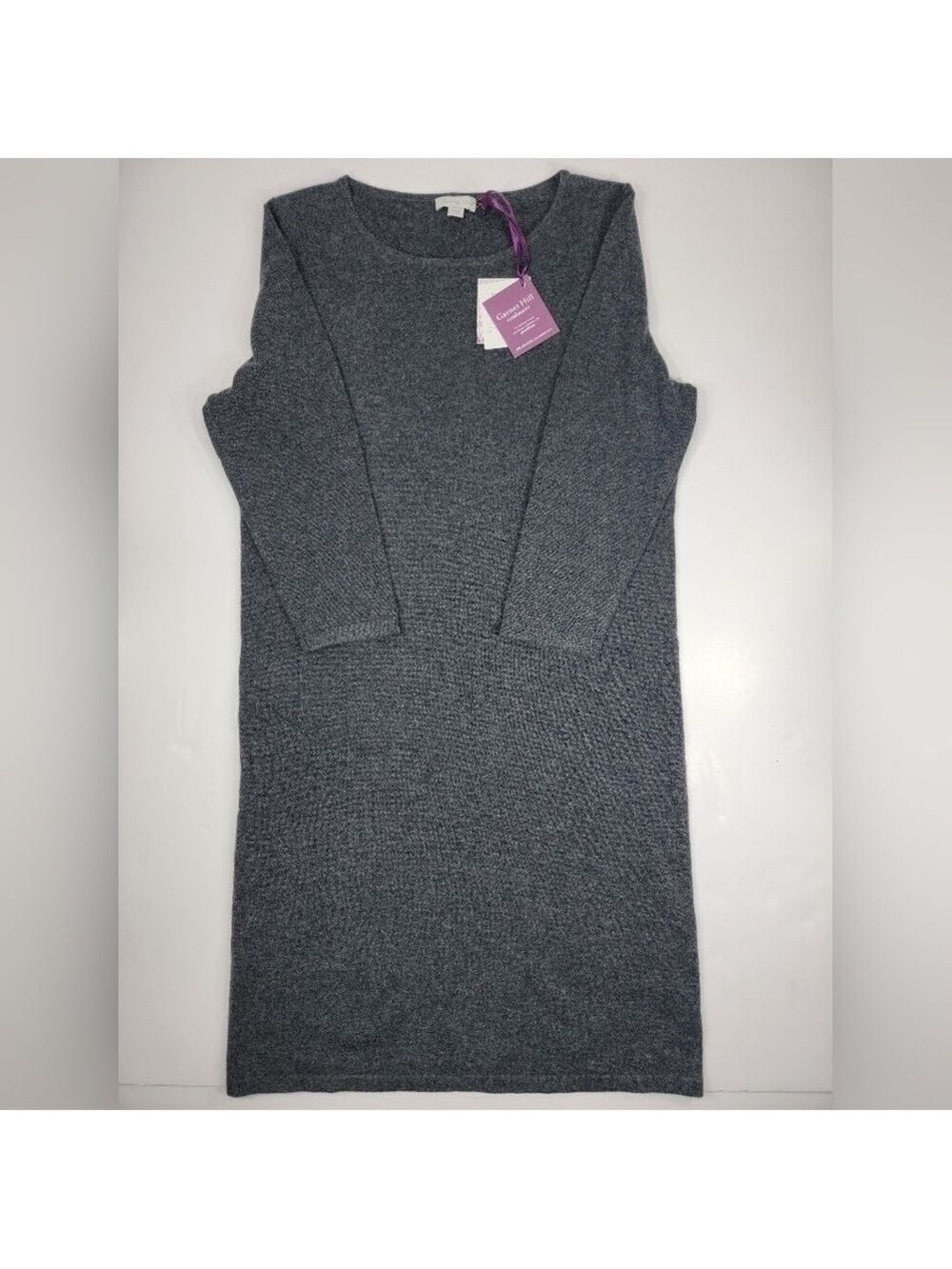 NEW Garnet Hill Cashmere Boatneck Sweater Dress Gray Women's Size Large L NEW - Picture 1 of 11